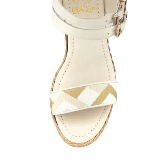 Elliott Lucca Guilia Leather Espadrille Wedge in Linen Multi Size 9 - Picture 3 of 15